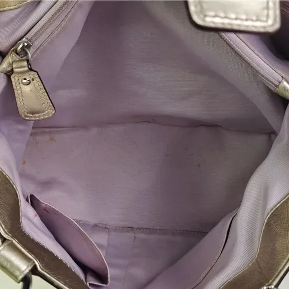 VTG COACH PEARL OFF WHITE GOLD GENUINE LEATHER SHOULDER BAG HANDBAG PURSE TOTE - Picture 11 of 13